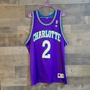 Vintage 90s NBA Larry Johnson #2 Charlotte Hornets Jersey - Size XL